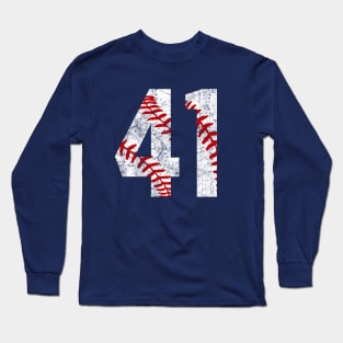 Vintage #41 Baseball Laces Baseball Mom Jersey Love Baseball Long Sleeve T-Shirt